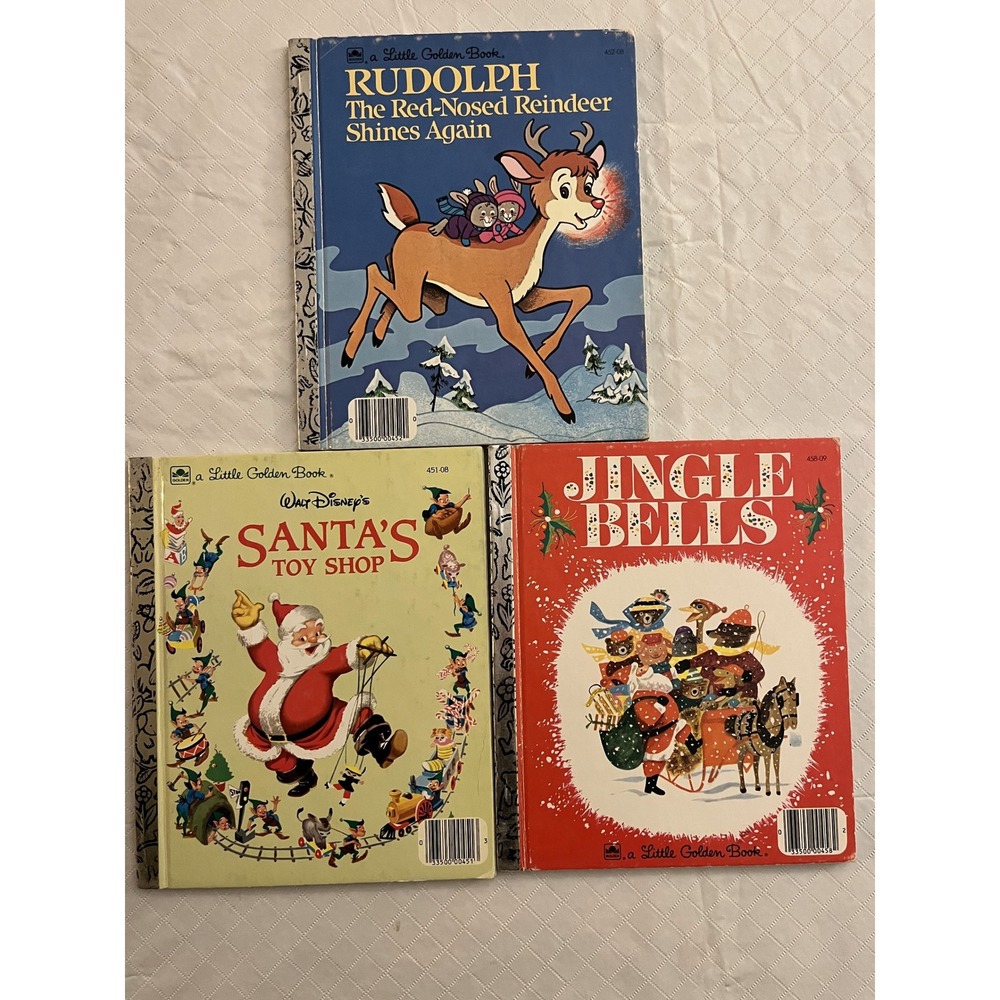 Vintage Little Golden Books‎ Xmas Stories Rudolph Jingle Bells Santas Toy Shop